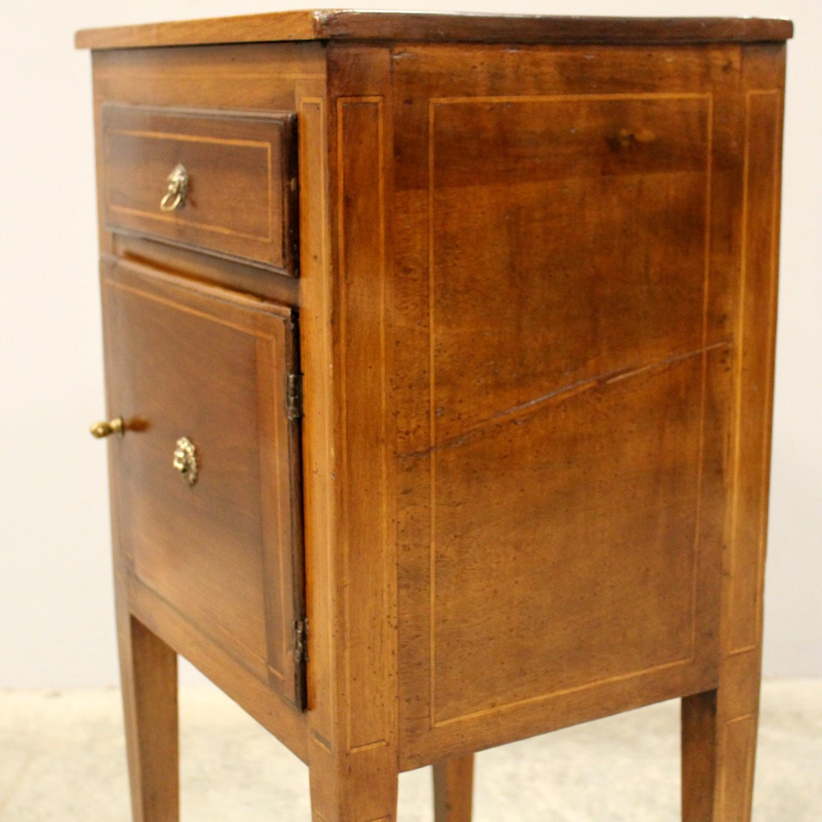 Antico comodino Direttorio in noce intarsiato - Italia 18°secolo-photo-6