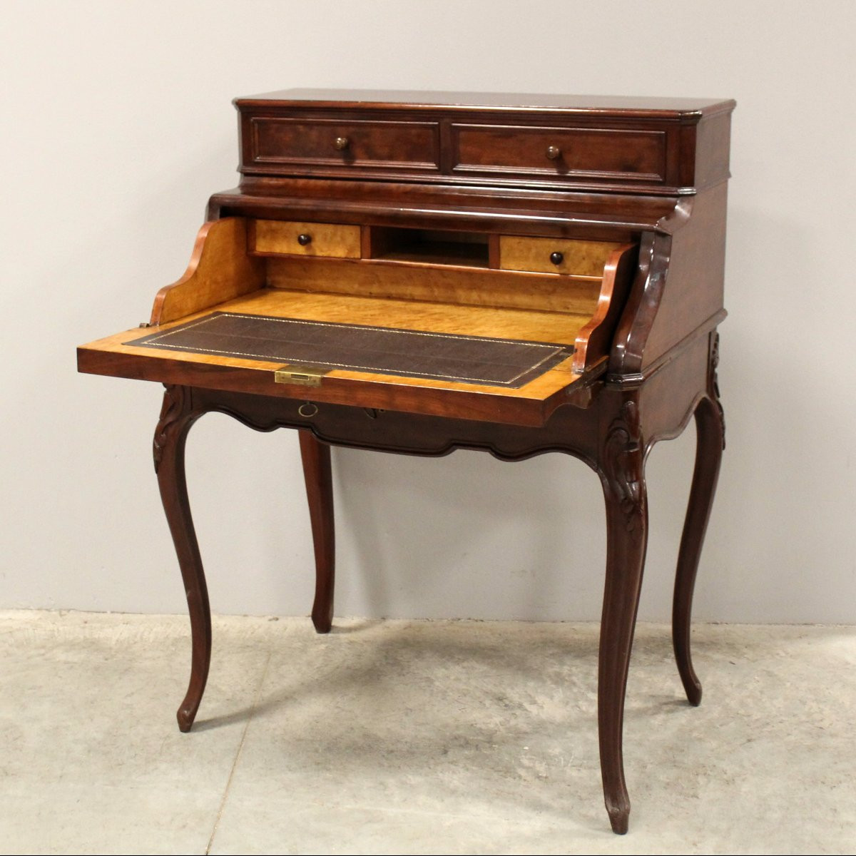 Antica ribaltina ribalta scrittoio Napoleone III in mogano - 19°secolo-photo-3