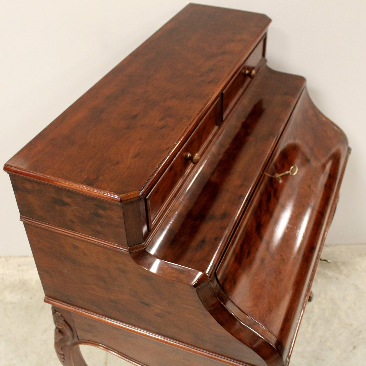 Antica ribaltina ribalta scrittoio Napoleone III in mogano - 19°secolo-photo-4