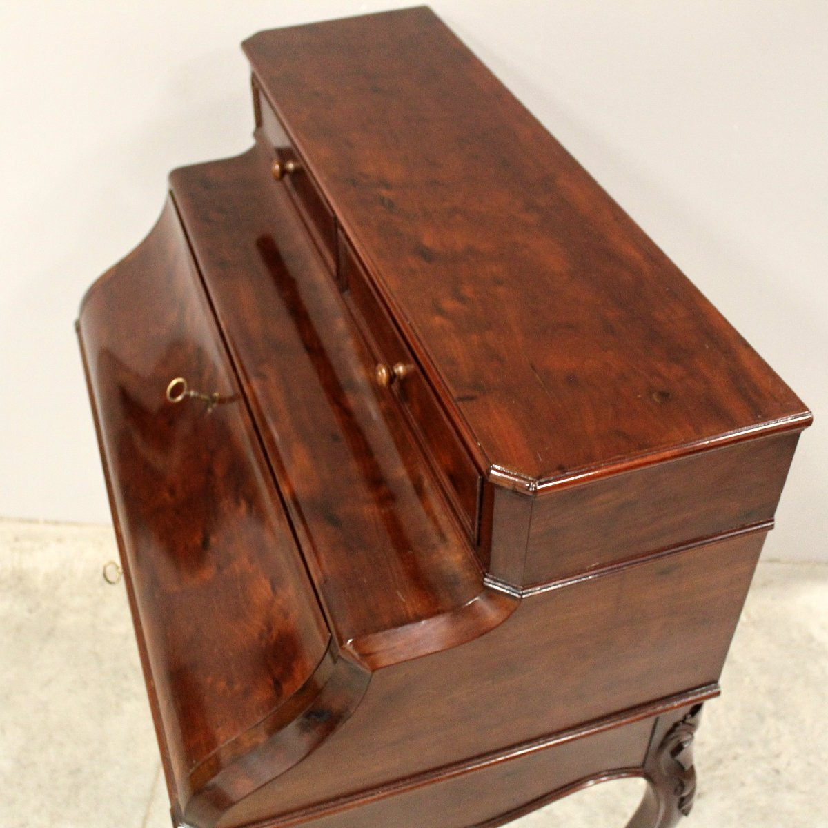 Antica ribaltina ribalta scrittoio Napoleone III in mogano - 19°secolo-photo-5