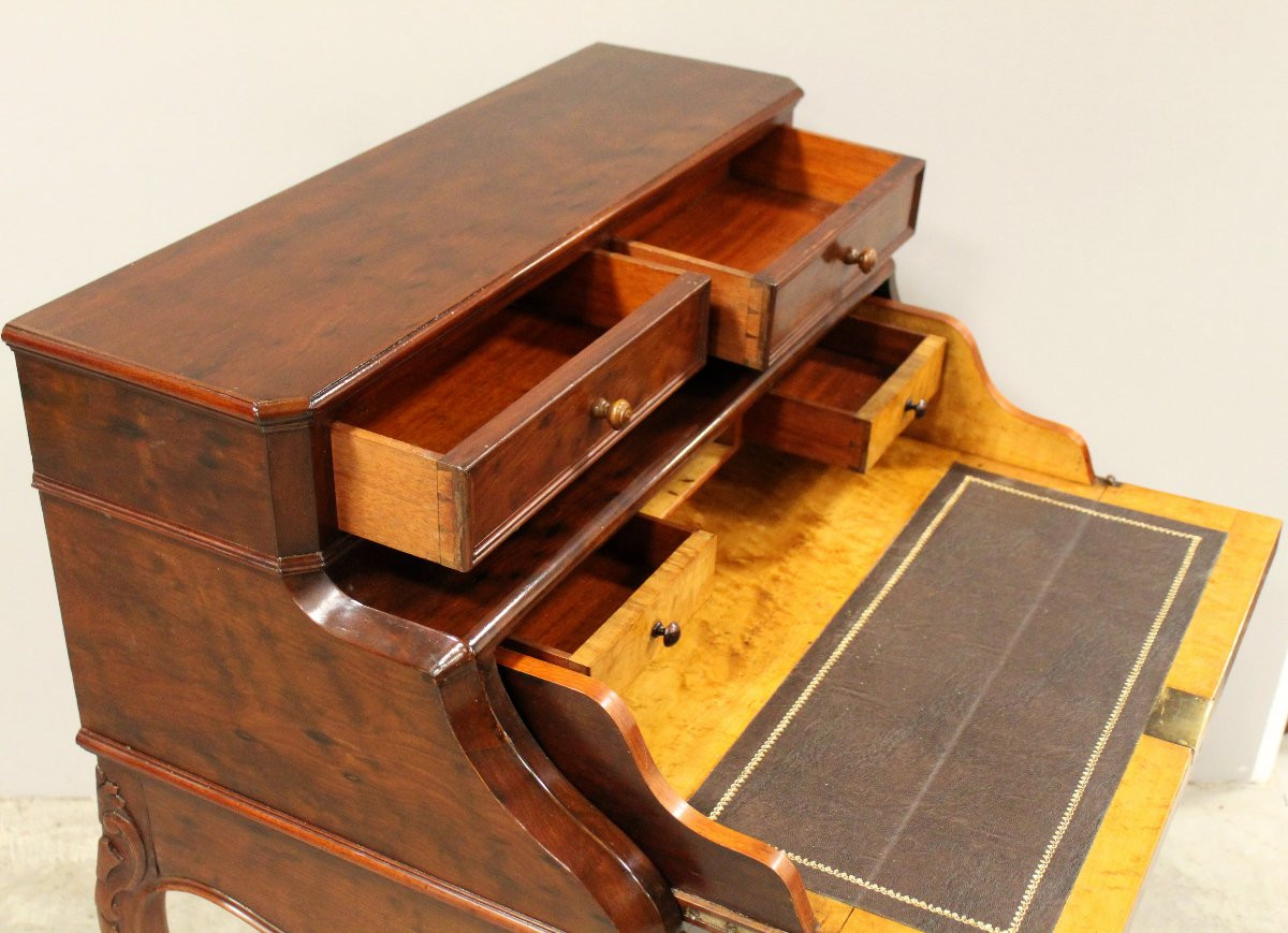 Antica ribaltina ribalta scrittoio Napoleone III in mogano - 19°secolo-photo-6