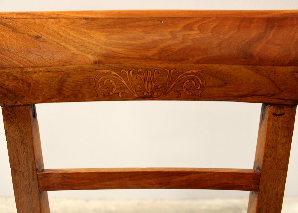 Antica sedia in noce intarsiata - Italia 19°secolo-photo-3