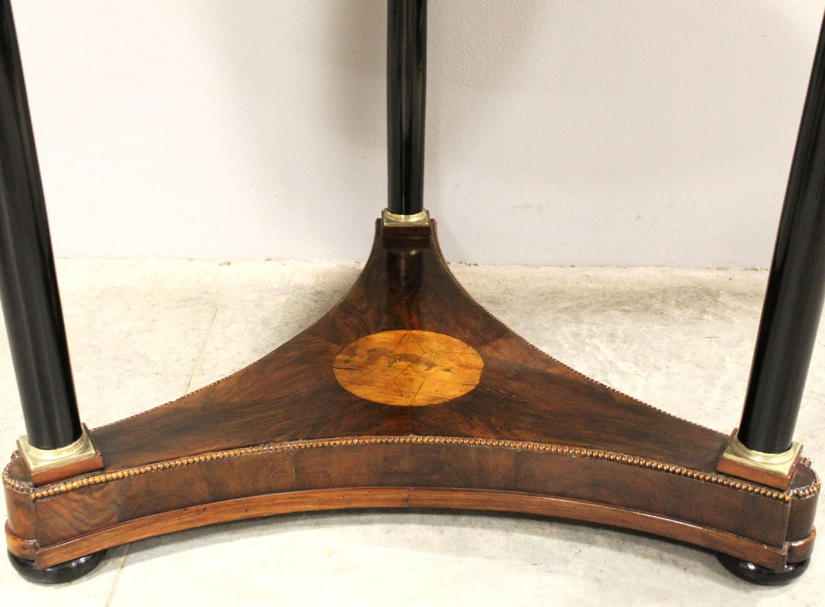 Antico tavolino tavolo Impero in noce intarsiato - Italia 19°secolo-photo-2