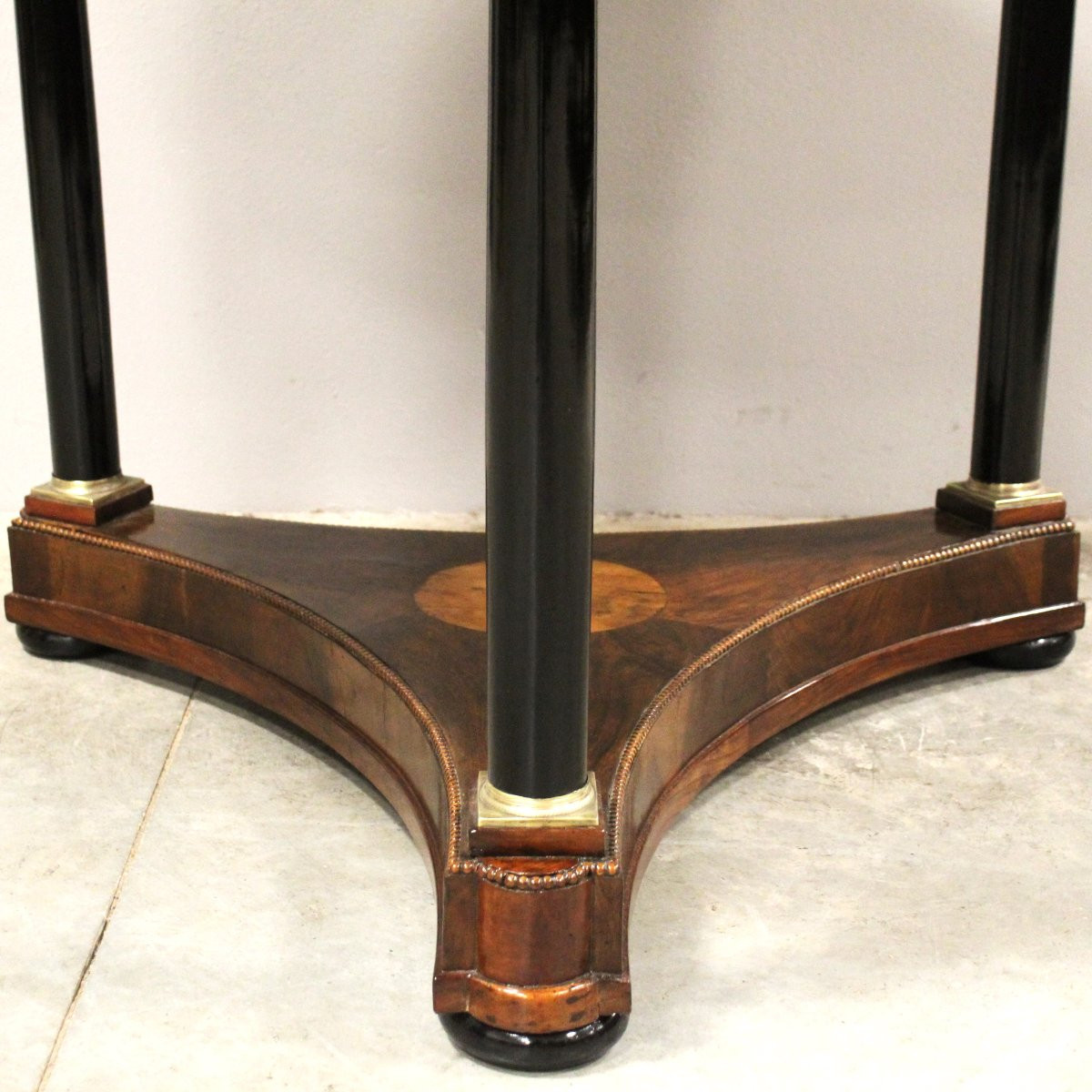 Antico tavolino tavolo Impero in noce intarsiato - Italia 19°secolo-photo-4