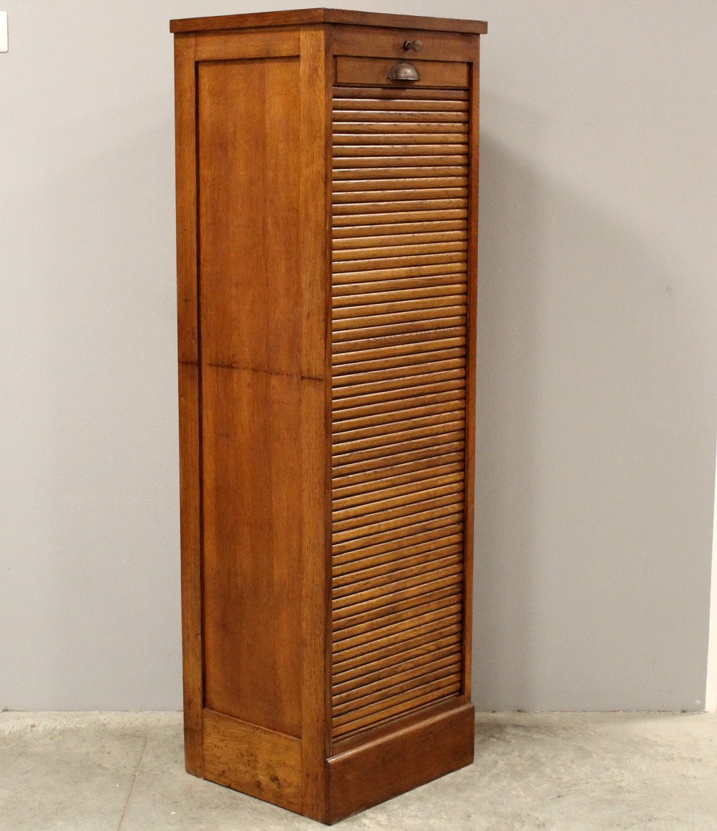 Antico classificatore serranda archivio schedario in rovere-photo-4