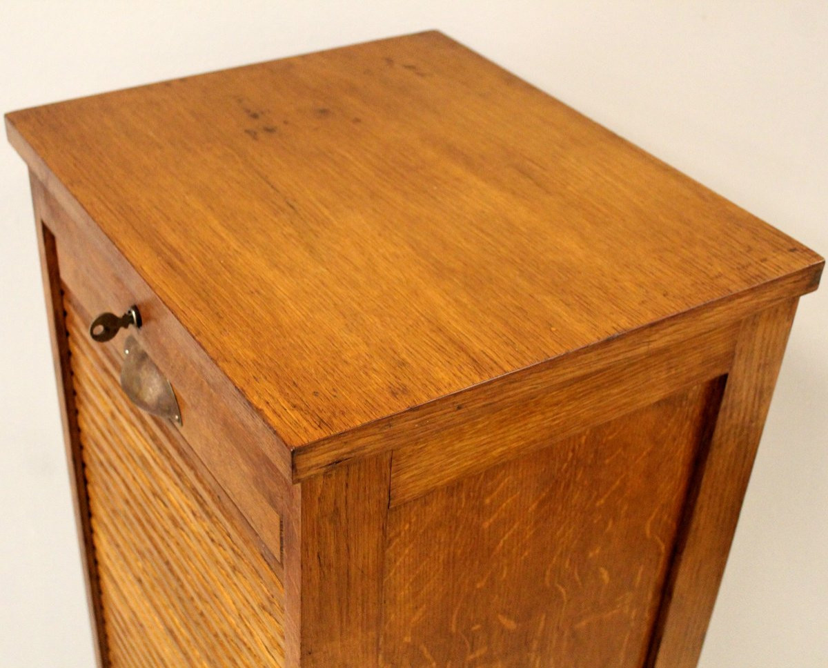 Antico classificatore serranda archivio schedario in rovere-photo-3