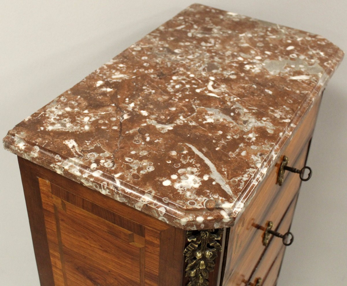 Antico settimanale settimino cassettiera Napoleone III intarsiato - 19°secolo-photo-6