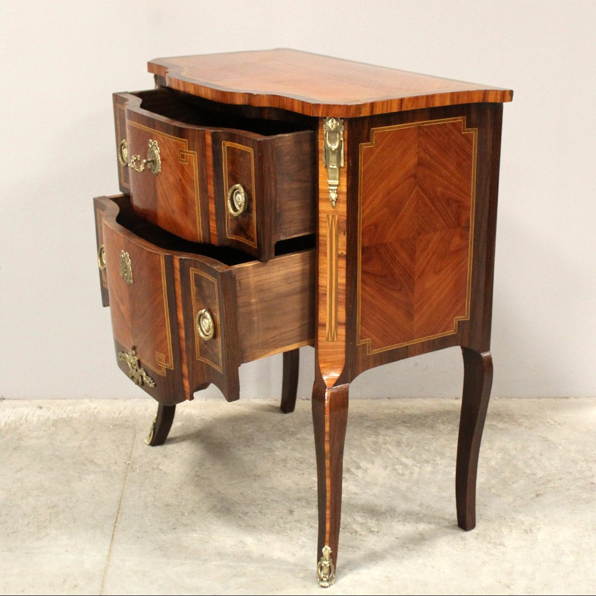 Antico cassettone comò Napoleone III intarsiato - 19°secolo-photo-1