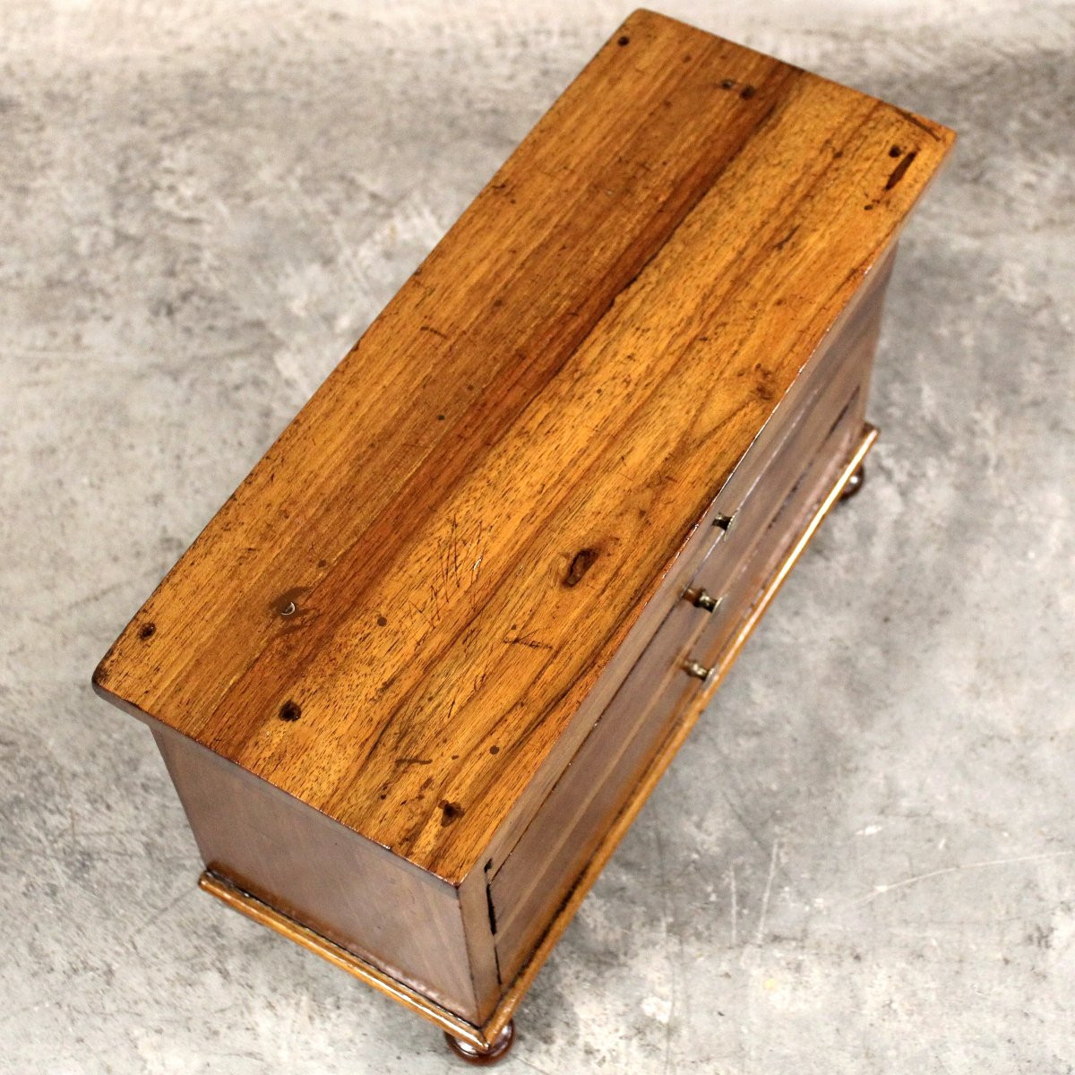 Antico modellino miniatura cassettone comò in noce - Italia 19°secolo-photo-3