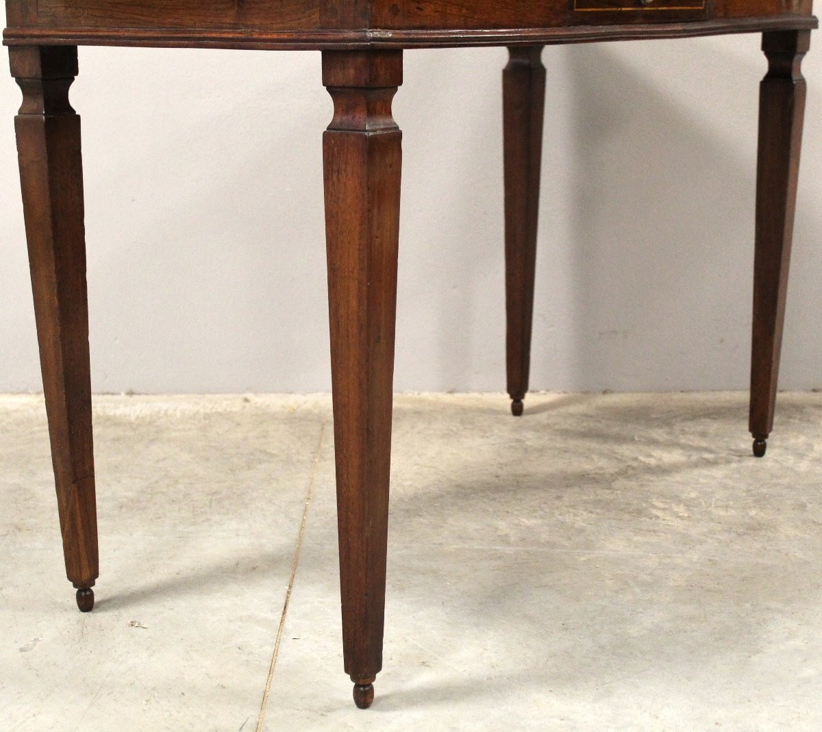 Antico tavolino scrittoio console Luigi XVI in noce intarsiato - Italia 18°secolo-photo-5