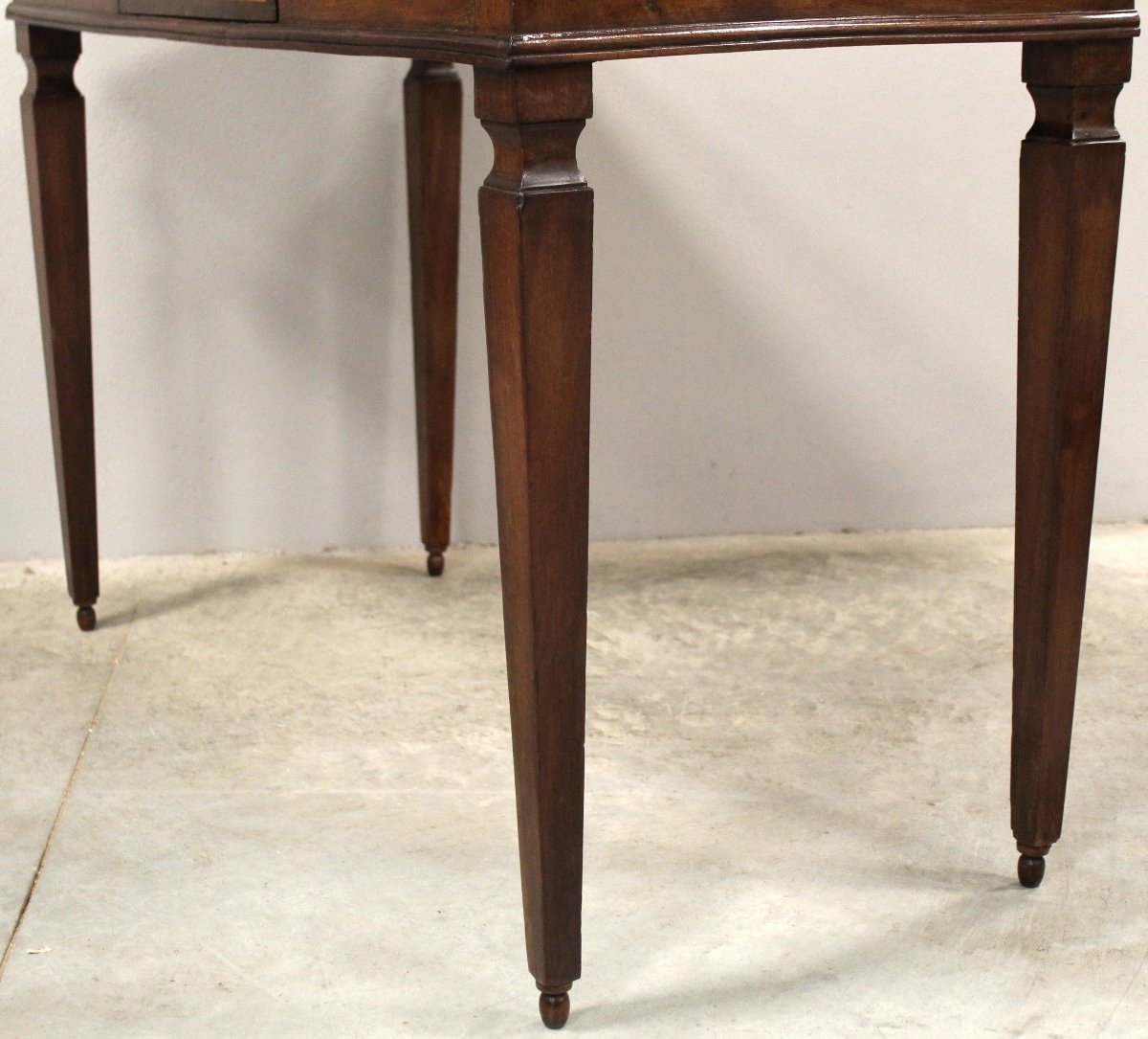 Antico tavolino scrittoio console Luigi XVI in noce intarsiato - Italia 18°secolo-photo-6