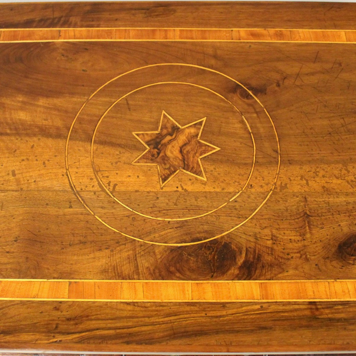 Antico tavolino scrittoio console Luigi XVI in noce intarsiato - Italia 18°secolo-photo-7