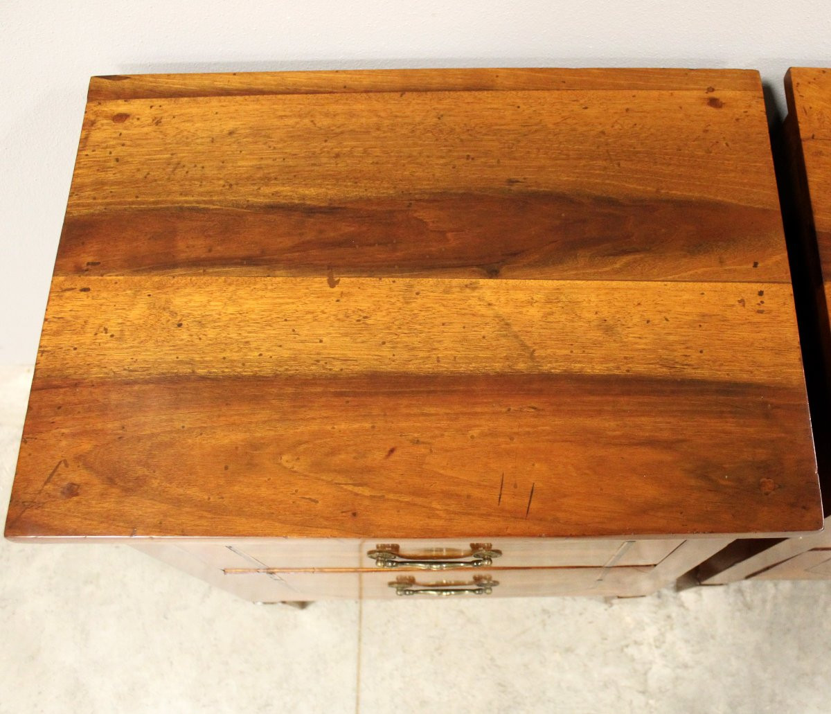 Antica coppia comodini Luigi XVI in noce intarsiati - Italia 18°secolo-photo-5