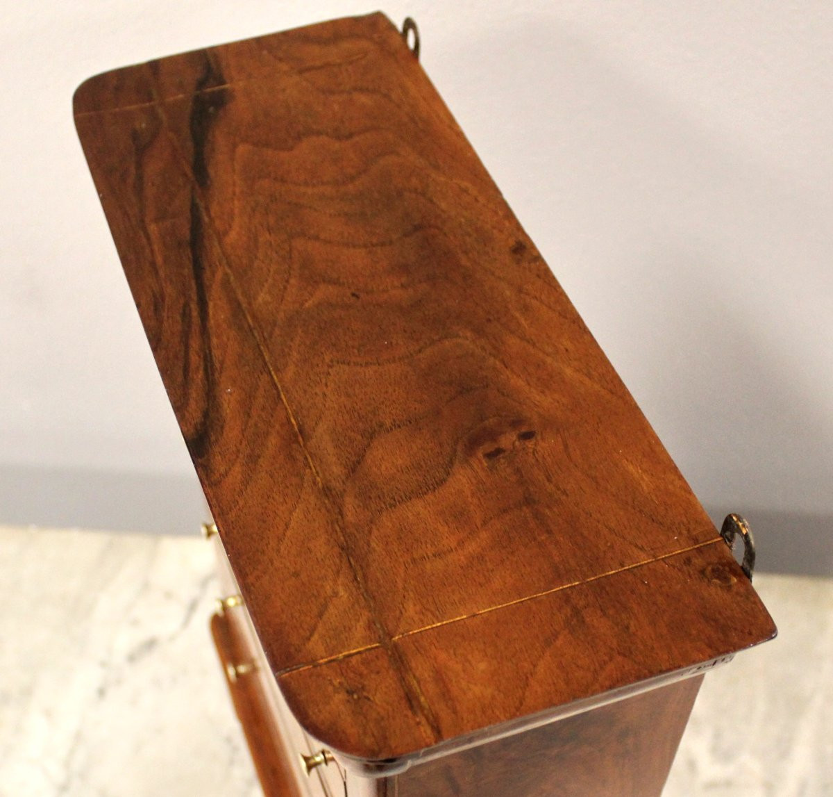 Antico modellino miniatura settimanale cassettiera Luigi Filippo in noce - 19°secolo-photo-4