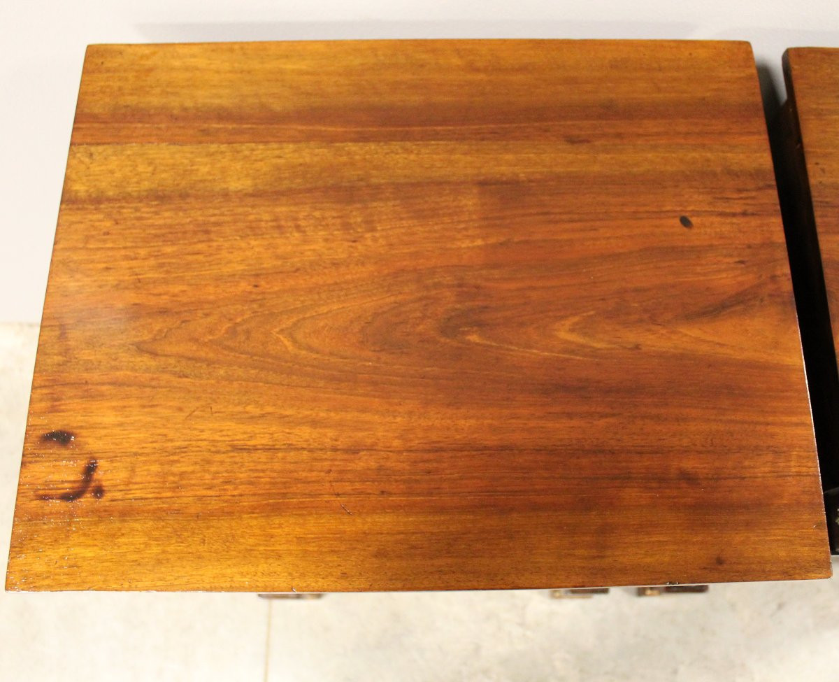 Antica coppia comodini Impero in noce - Italia 19°secolo-photo-5