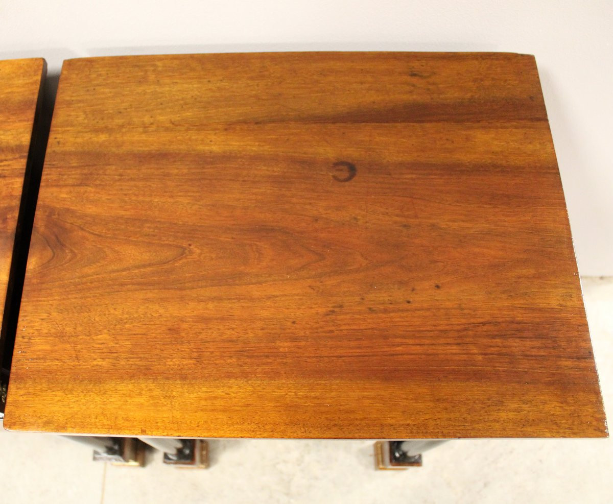 Antica coppia comodini Impero in noce - Italia 19°secolo-photo-6