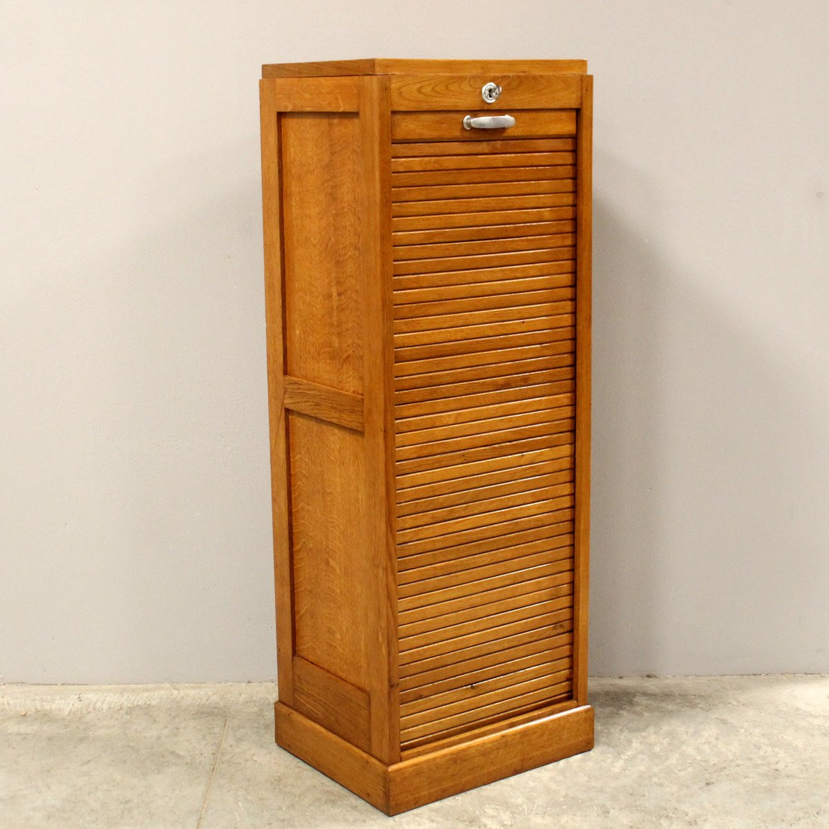 Antico classificatore serranda archivio schedario in rovere-photo-2
