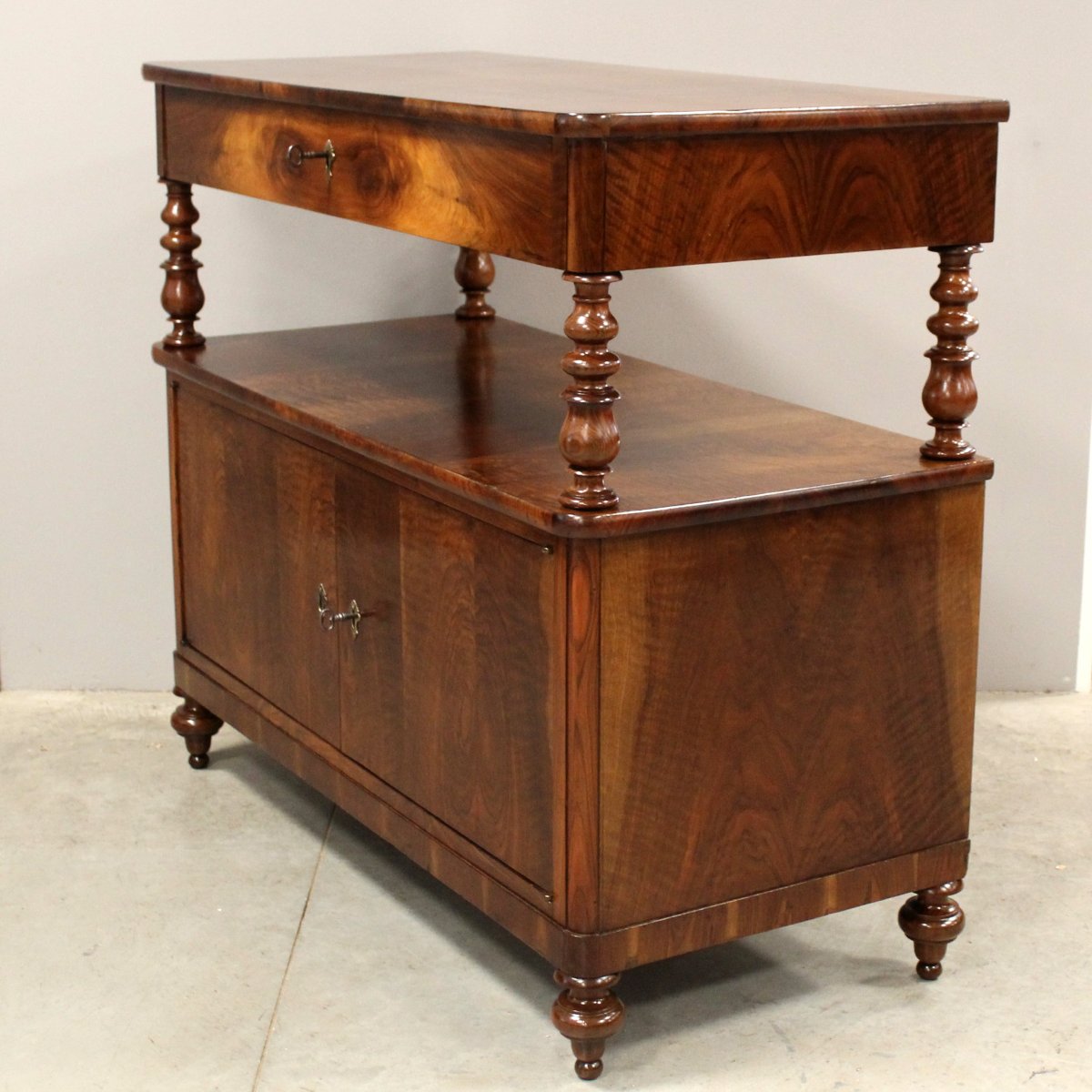 Antica credenza Luigi Filippo in noce - Italia 19°secolo-photo-2