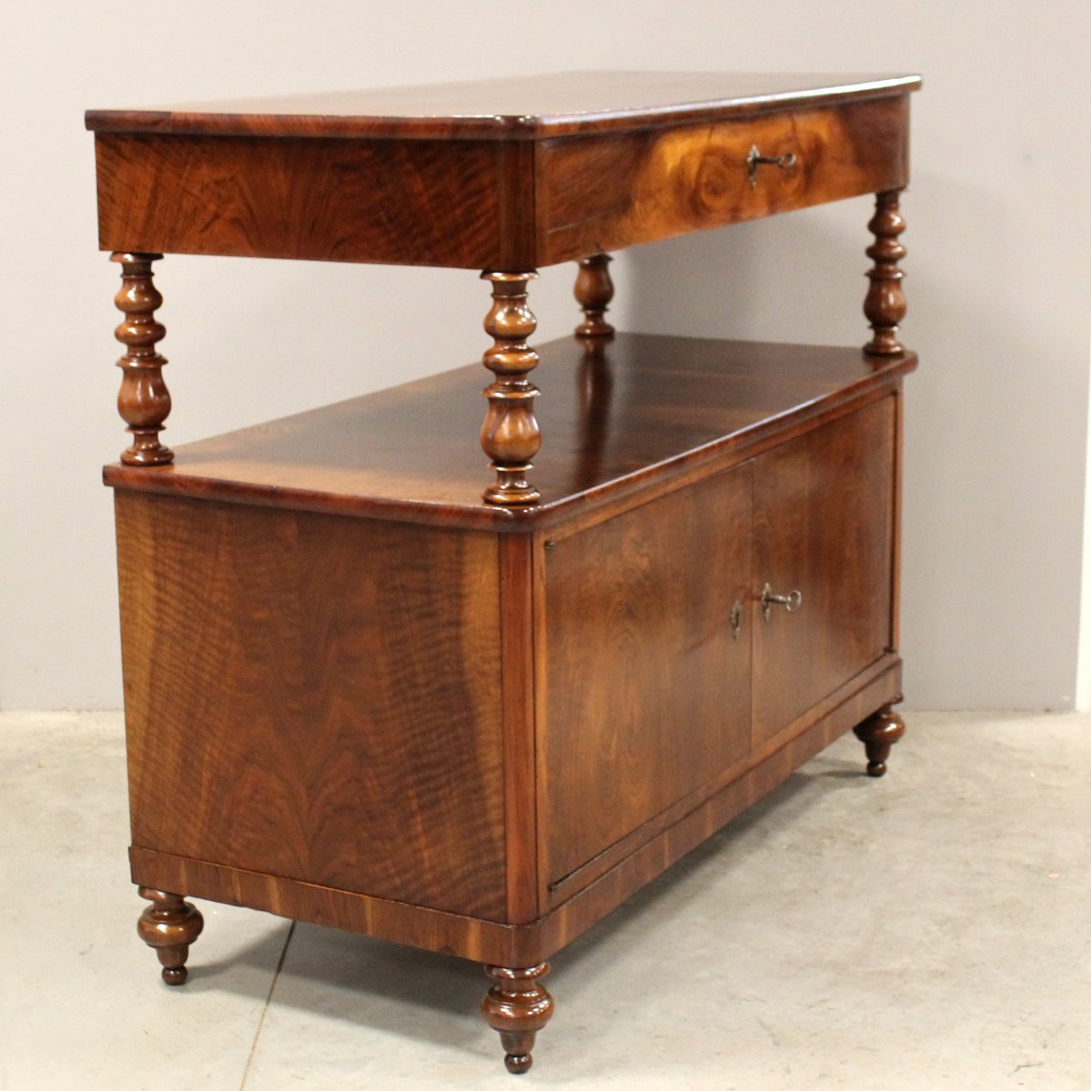 Antica credenza Luigi Filippo in noce - Italia 19°secolo-photo-3