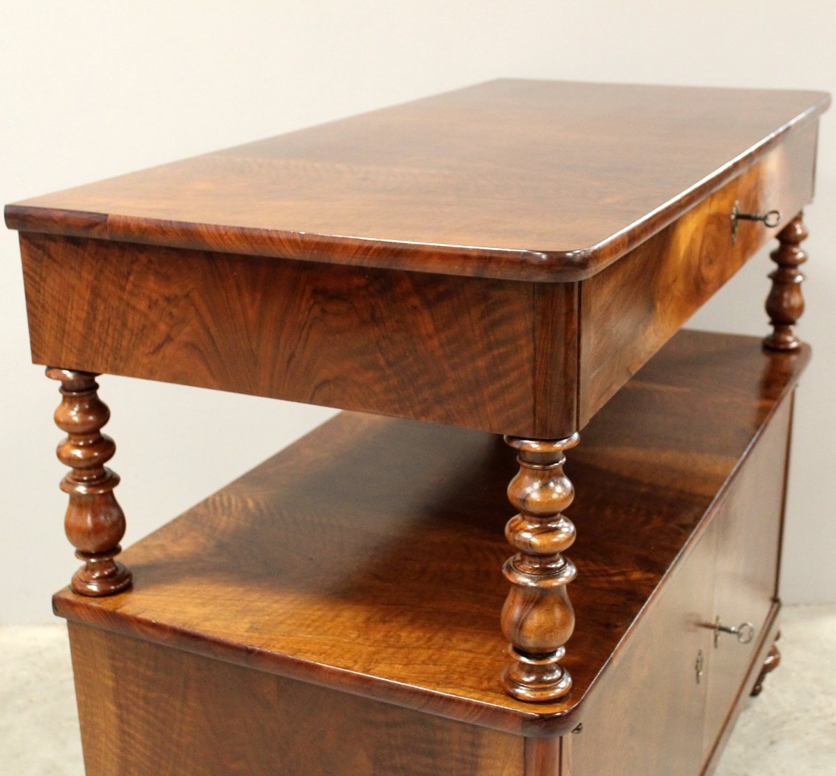 Antica credenza Luigi Filippo in noce - Italia 19°secolo-photo-3