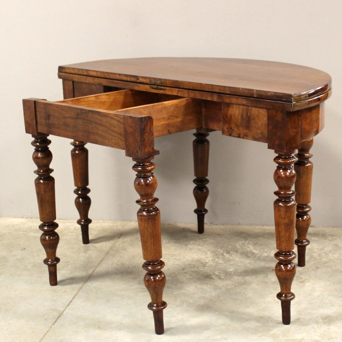 Antico tavolo console Luigi Filippo in noce - 19°secolo-photo-2