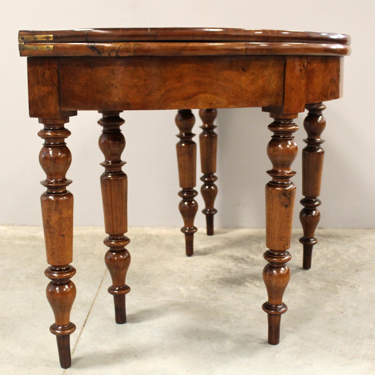 Antico tavolo console Luigi Filippo in noce - 19°secolo-photo-4