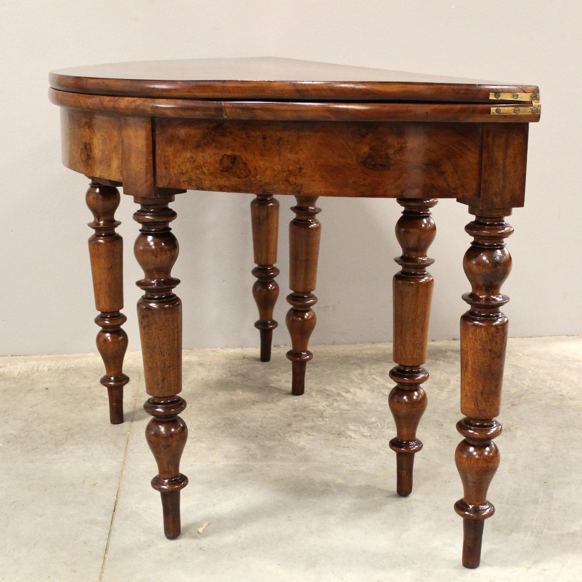 Antico tavolo console Luigi Filippo in noce - 19°secolo-photo-5
