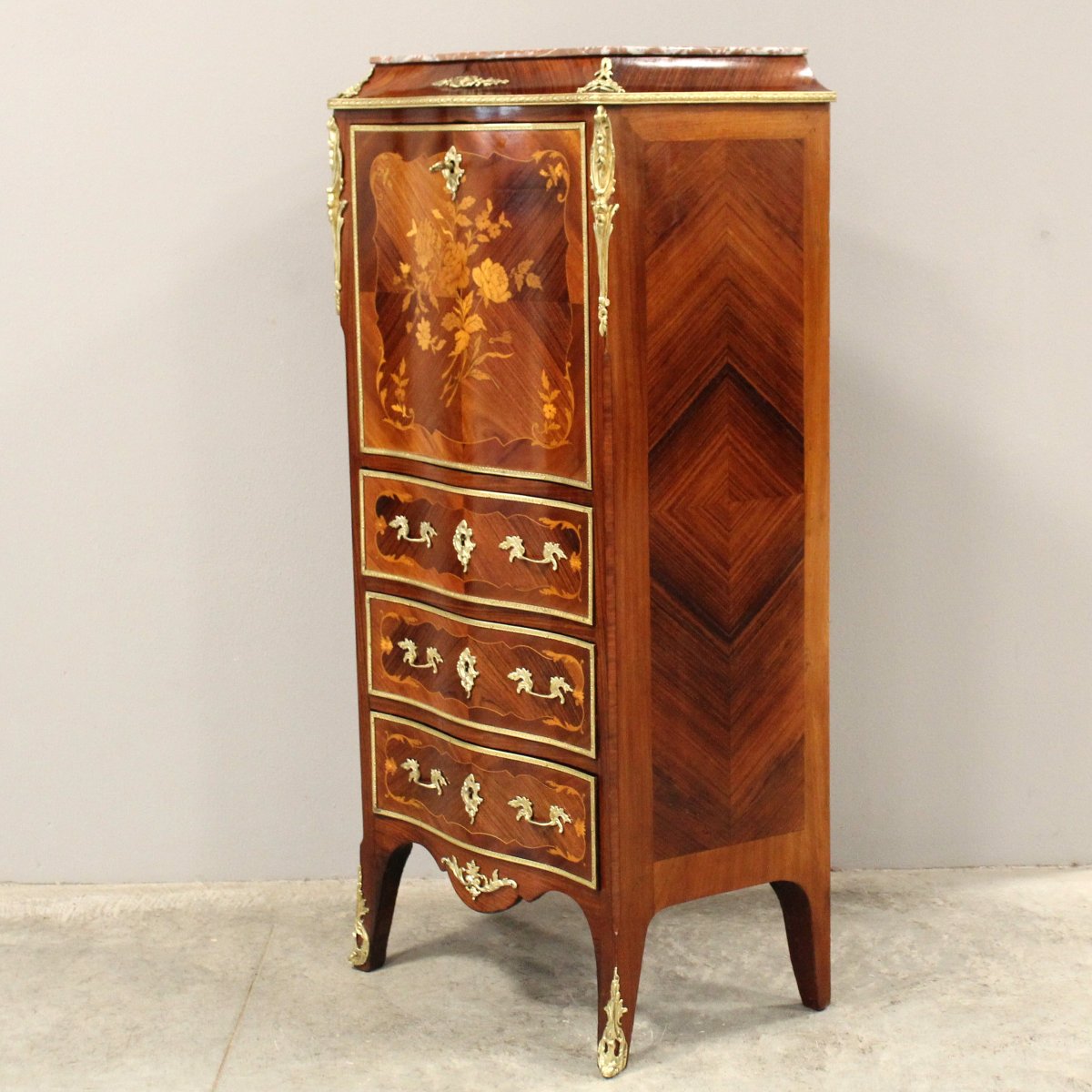 Antico secretaire Napoleone III intarsiato - 19°secolo-photo-3