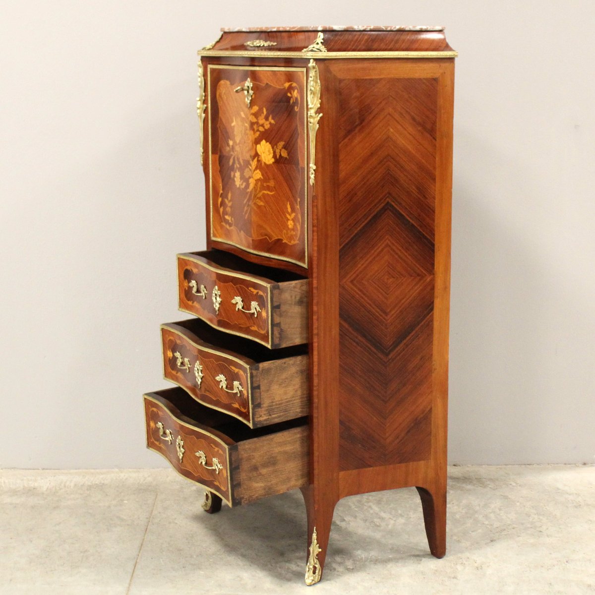 Antico secretaire Napoleone III intarsiato - 19°secolo-photo-1