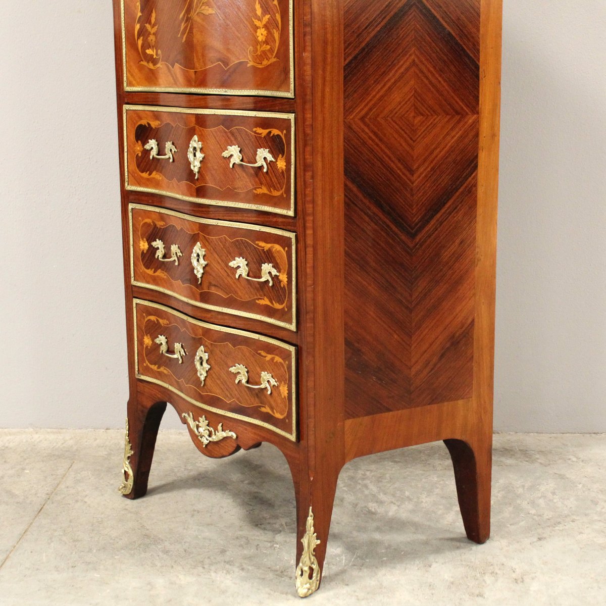 Antico secretaire Napoleone III intarsiato - 19°secolo-photo-5