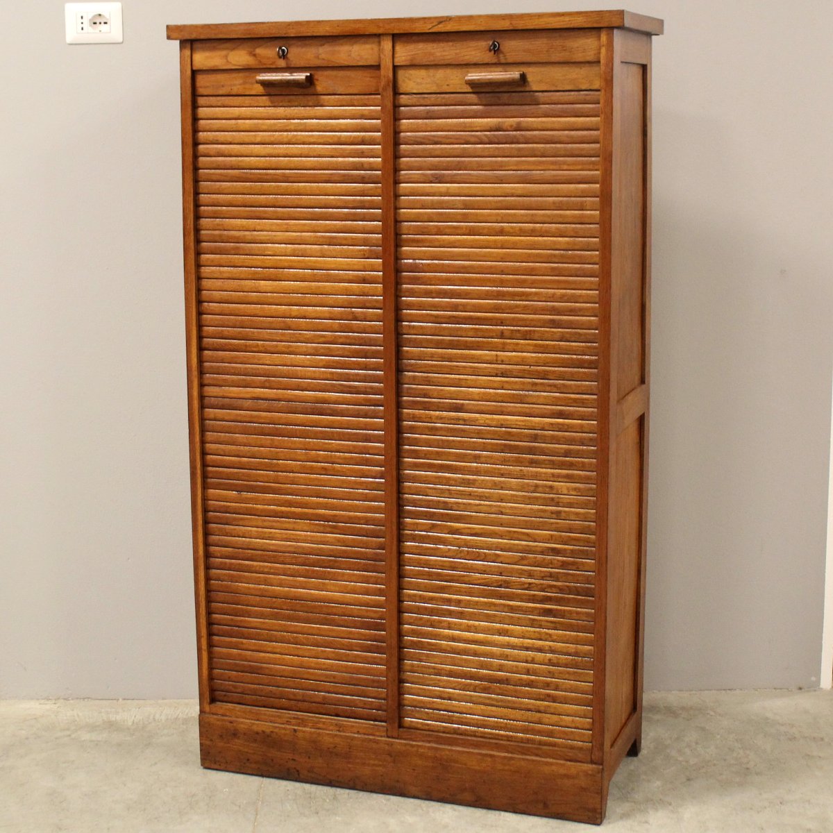 Antico classificatore serranda archivio schedario in rovere -photo-2