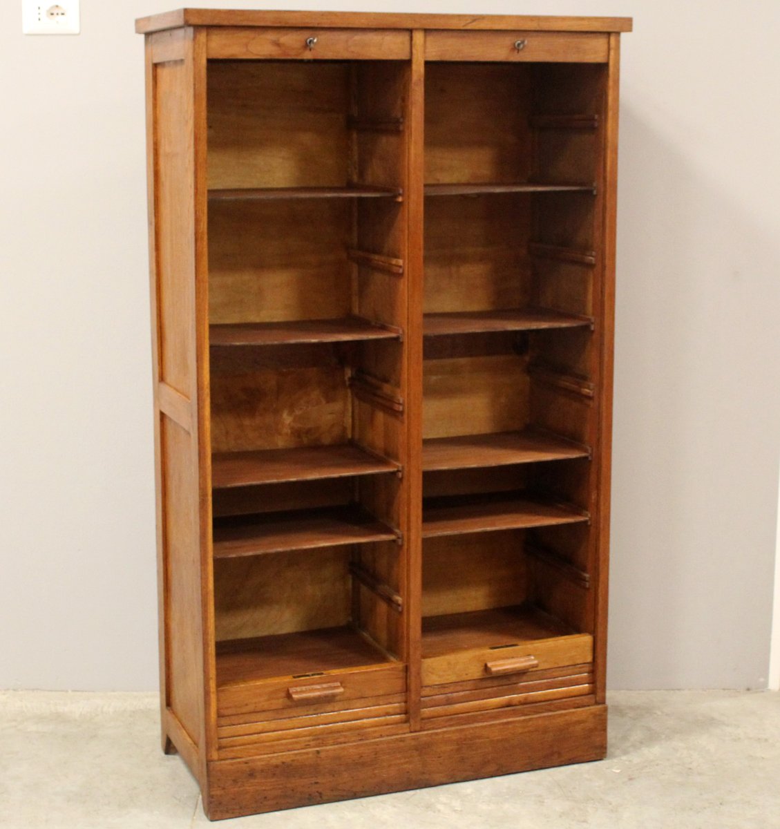 Antico classificatore serranda archivio schedario in rovere -photo-1