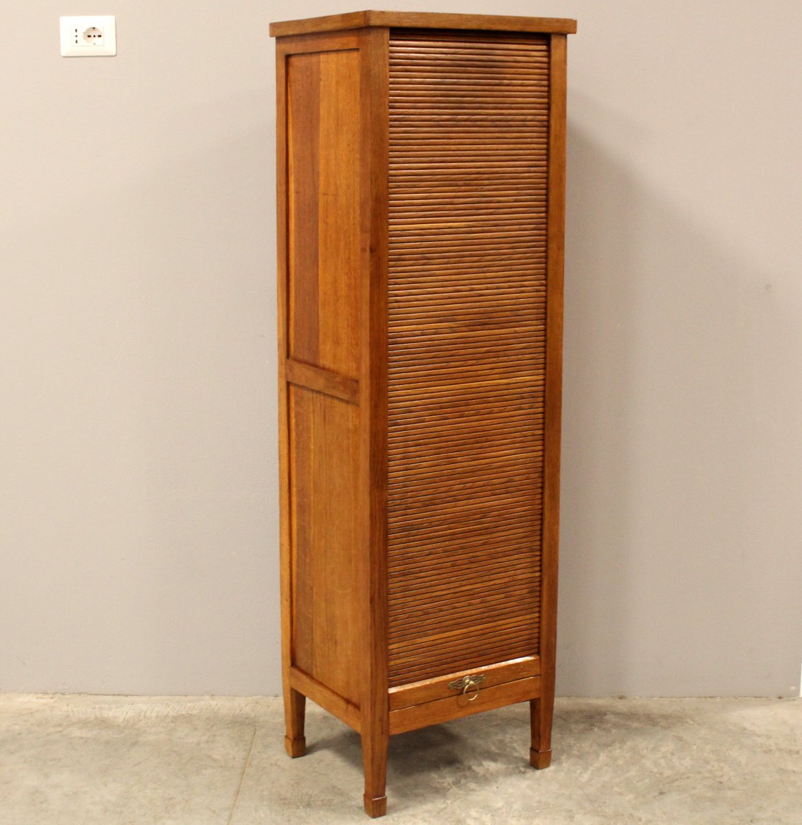 Antico classificatore serranda archivio schedario in rovere