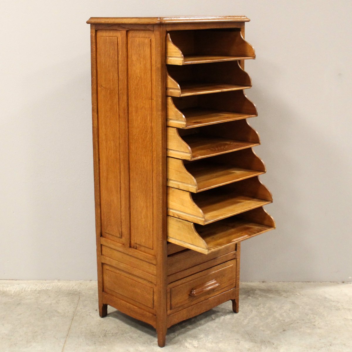 Antico classificatore serranda archivio schedario in rovere-photo-1