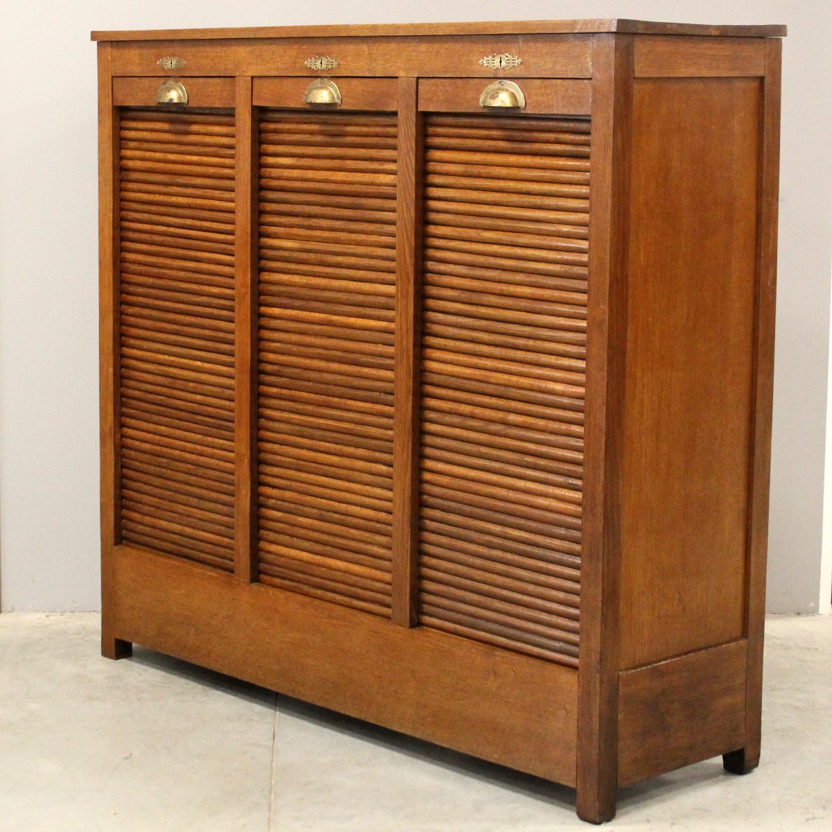 Antico classificatore serranda archivio schedario in rovere-photo-2