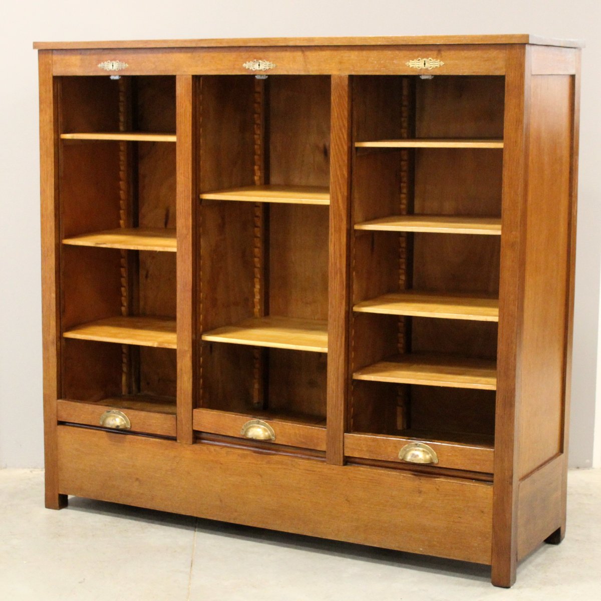 Antico classificatore serranda archivio schedario in rovere-photo-2