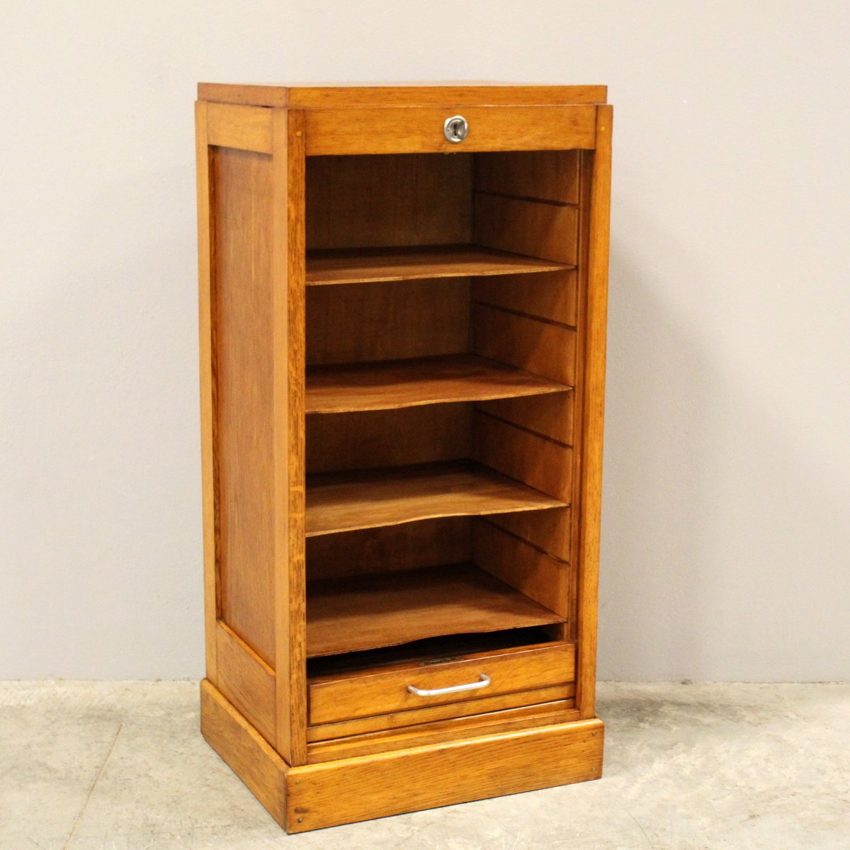 Antico classificatore serranda archivio schedario in rovere-photo-3