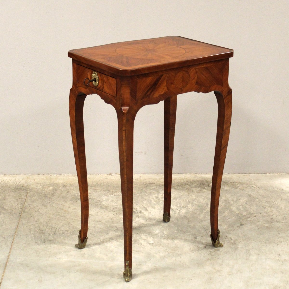 Antico tavolino Napoleone III intarsiato - 19°secolo