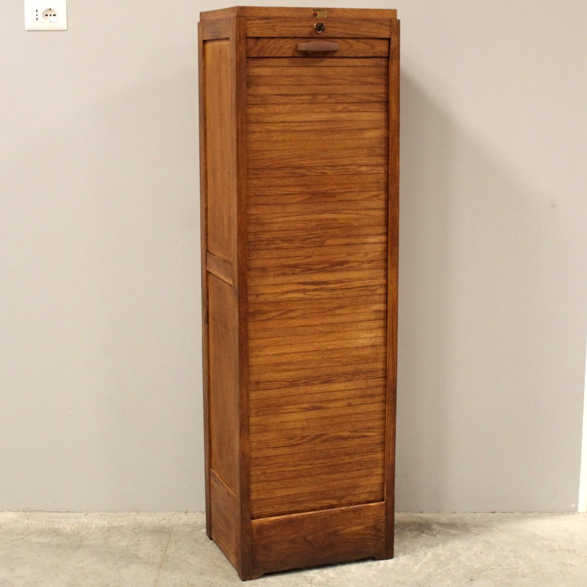 Antico classificatore serranda archivio schedario in rovere-photo-2