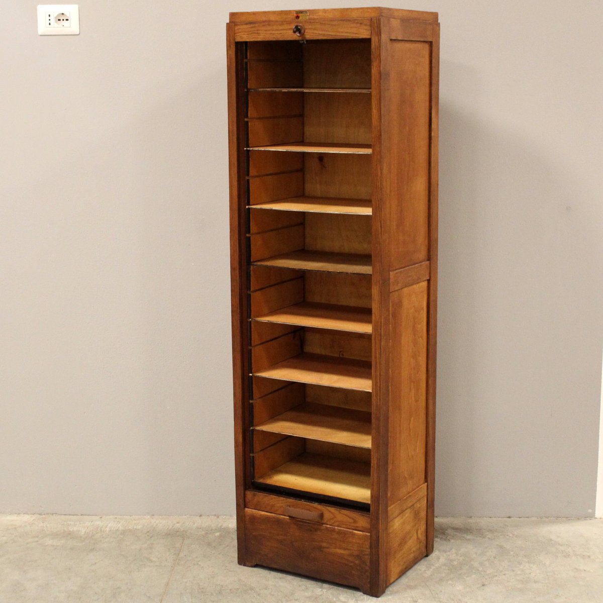 Antico classificatore serranda archivio schedario in rovere-photo-2