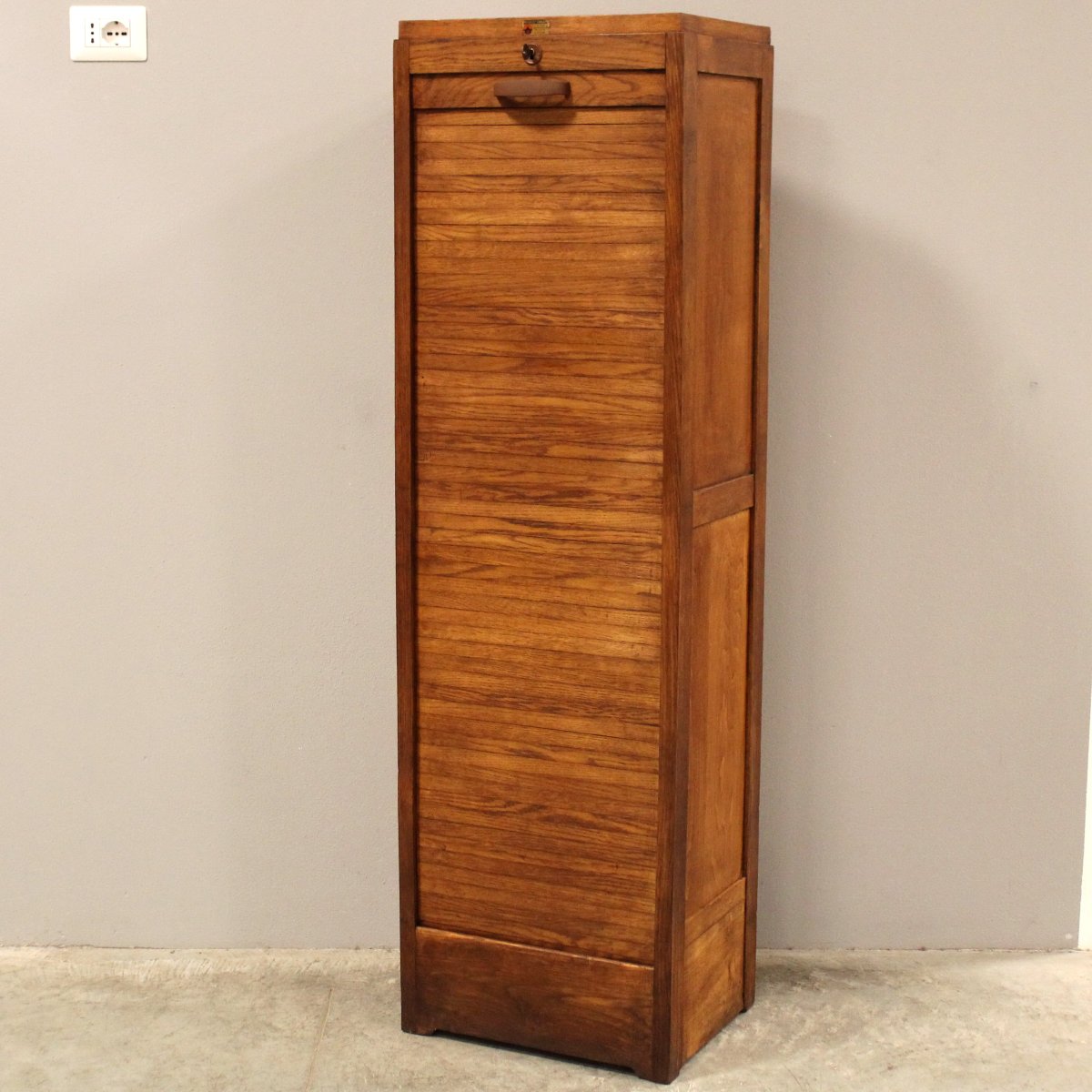 Antico classificatore serranda archivio schedario in rovere