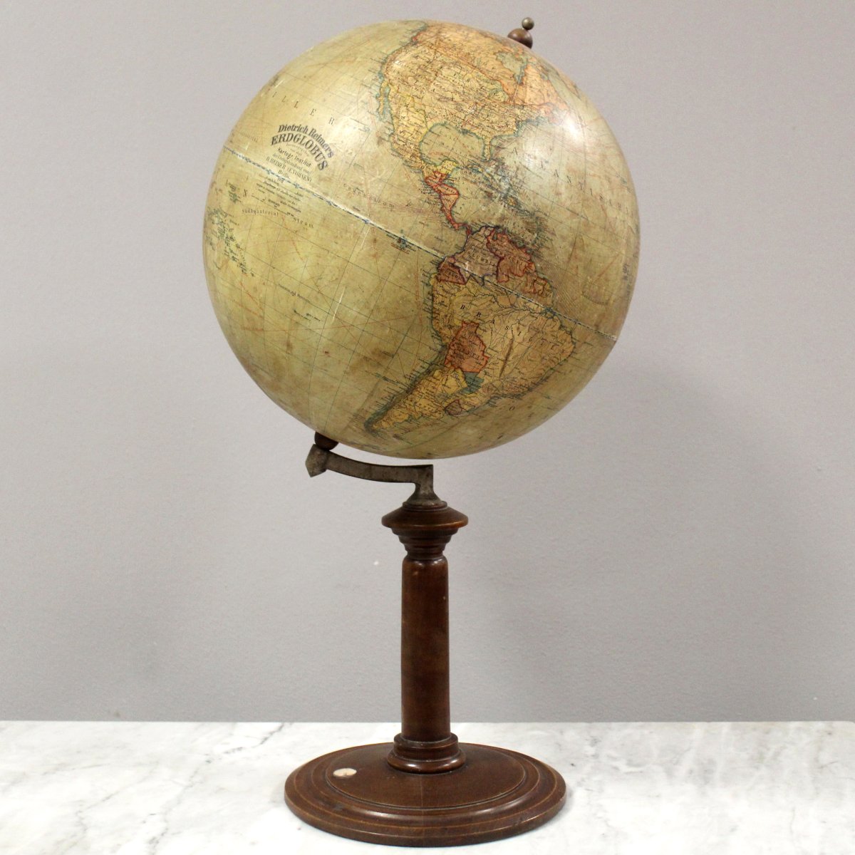 Antico globo terrestre mappamondo con bussola "Dietrich Reimers" Berlino 1912 -photo-2