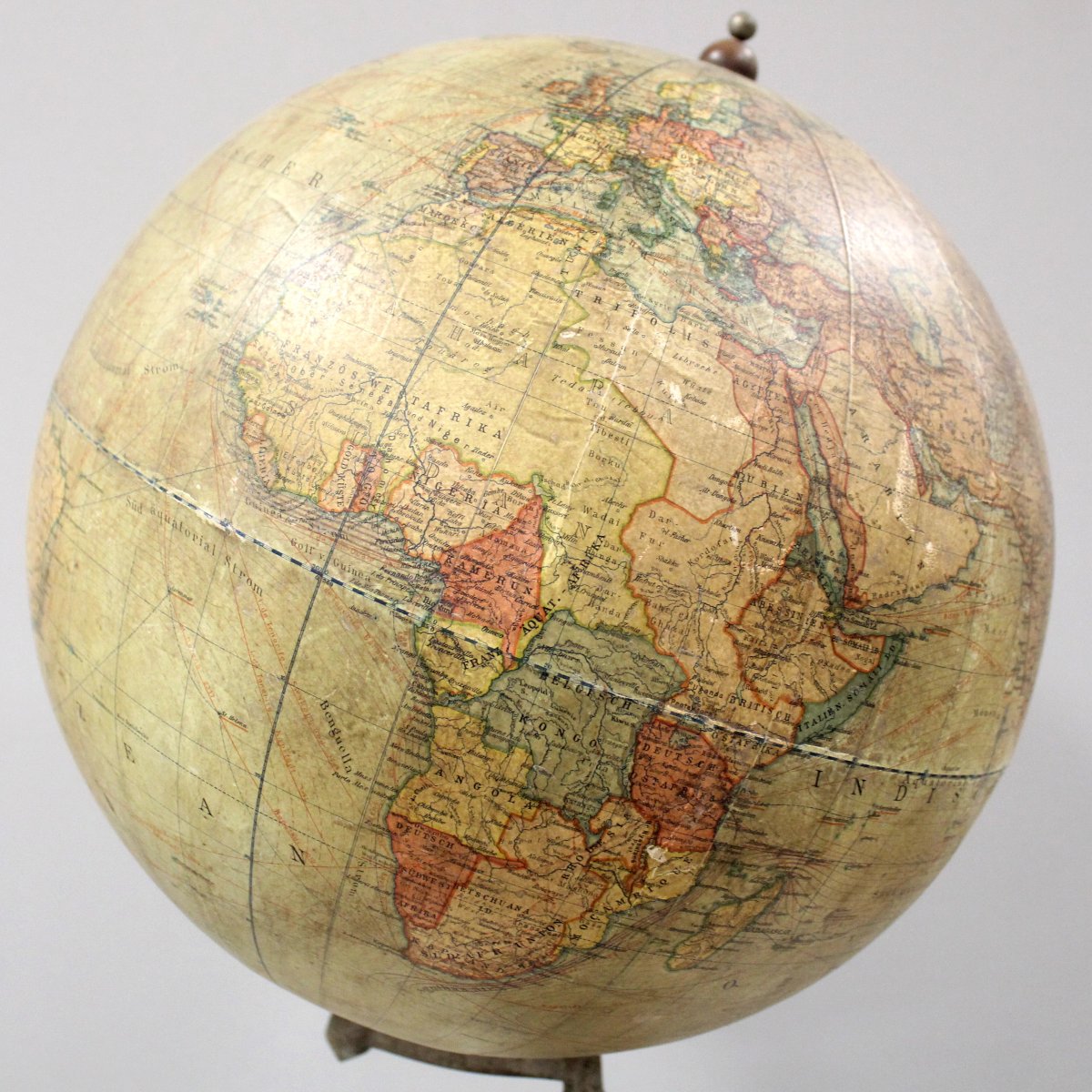 Antico globo terrestre mappamondo con bussola "Dietrich Reimers" Berlino 1912 -photo-4