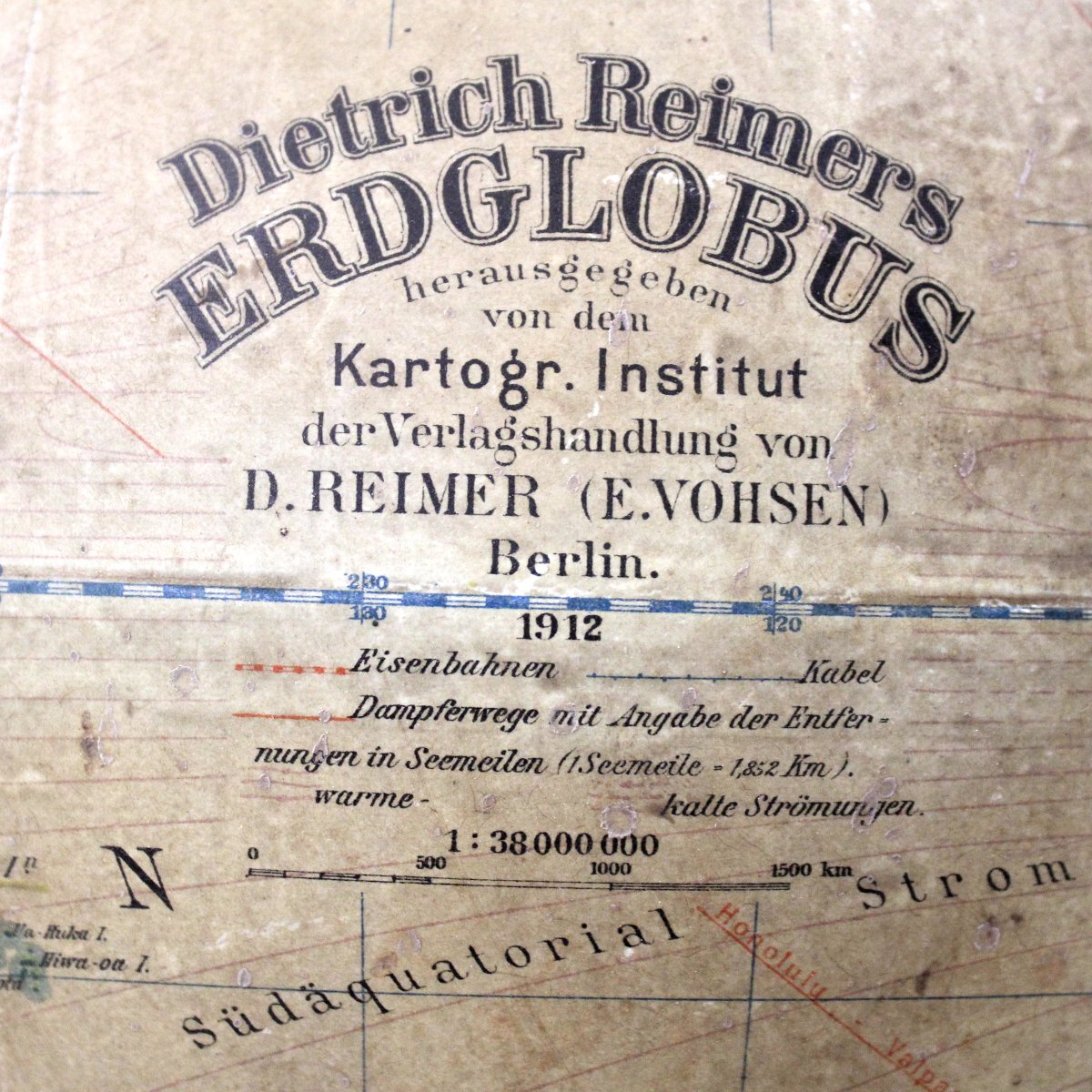 Antico globo terrestre mappamondo con bussola "Dietrich Reimers" Berlino 1912 -photo-8