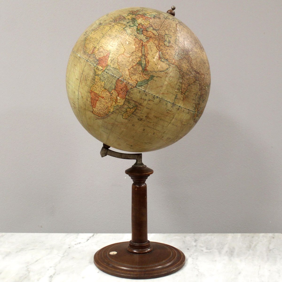 Antico globo terrestre mappamondo con bussola "Dietrich Reimers" Berlino 1912 