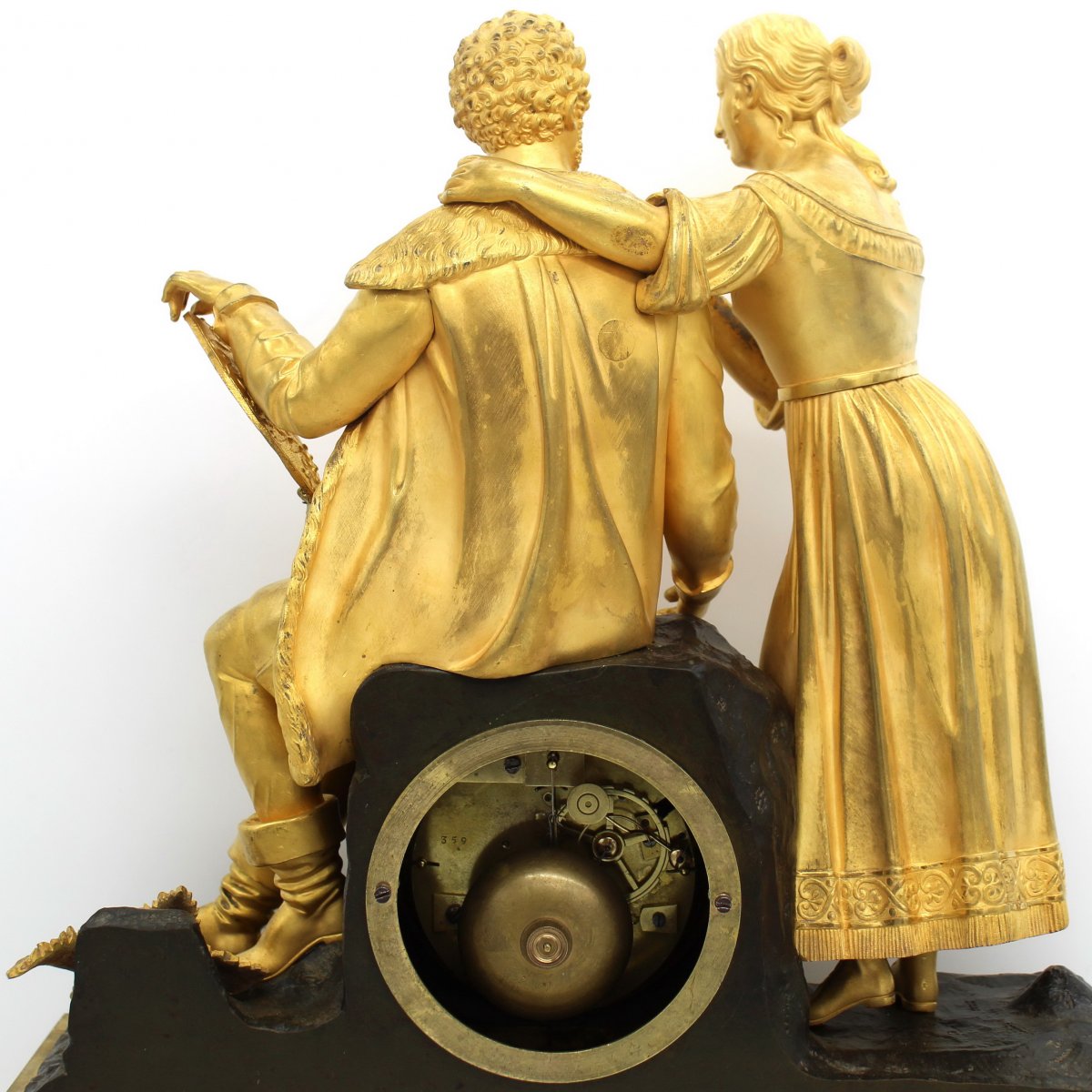 Antico Orologio a Pendolo Restaurazione in bronzo dorato (H.55) - 19°secolo-photo-4