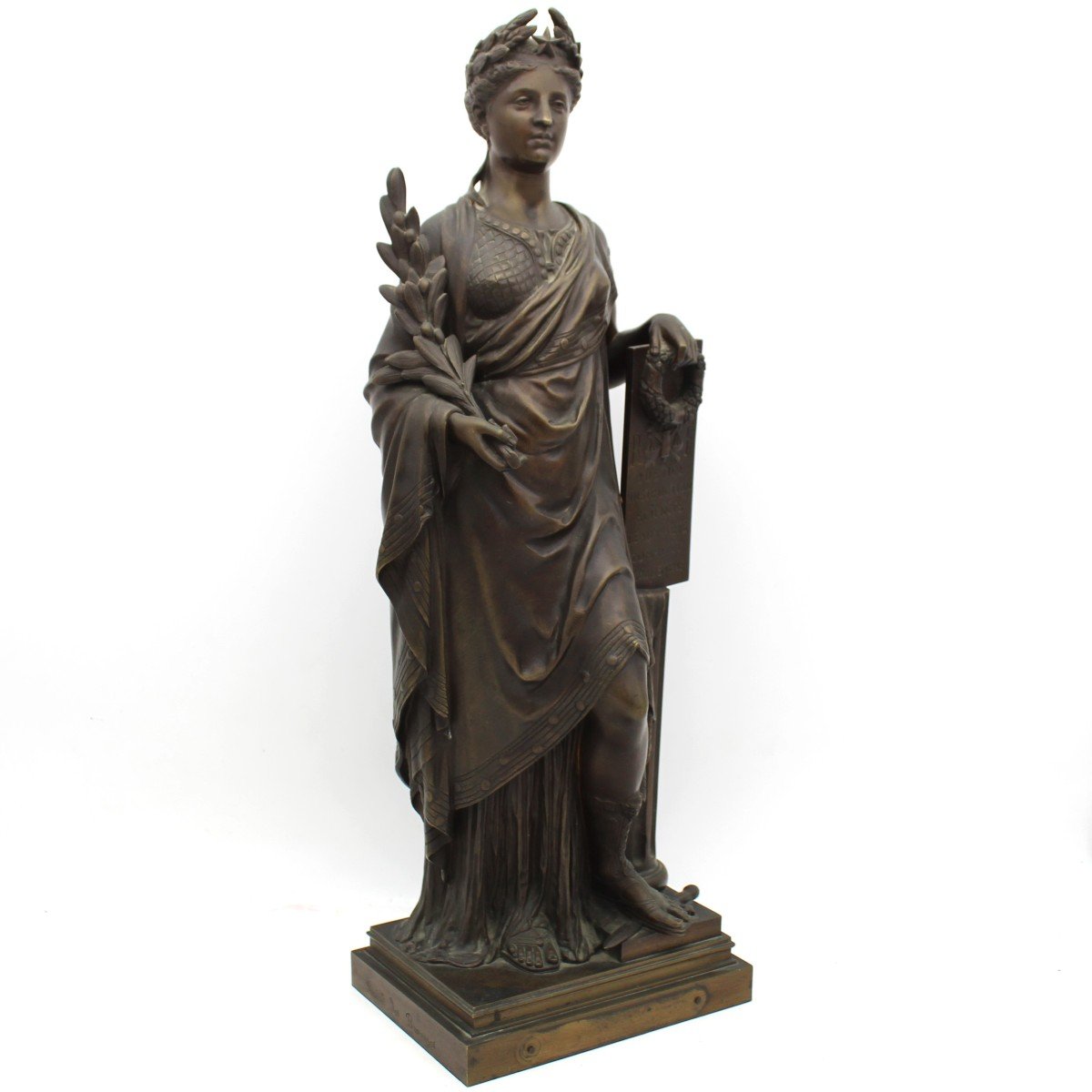 Ancien Sculpture en Bronze (H.57) Minerve - 19ème-photo-2