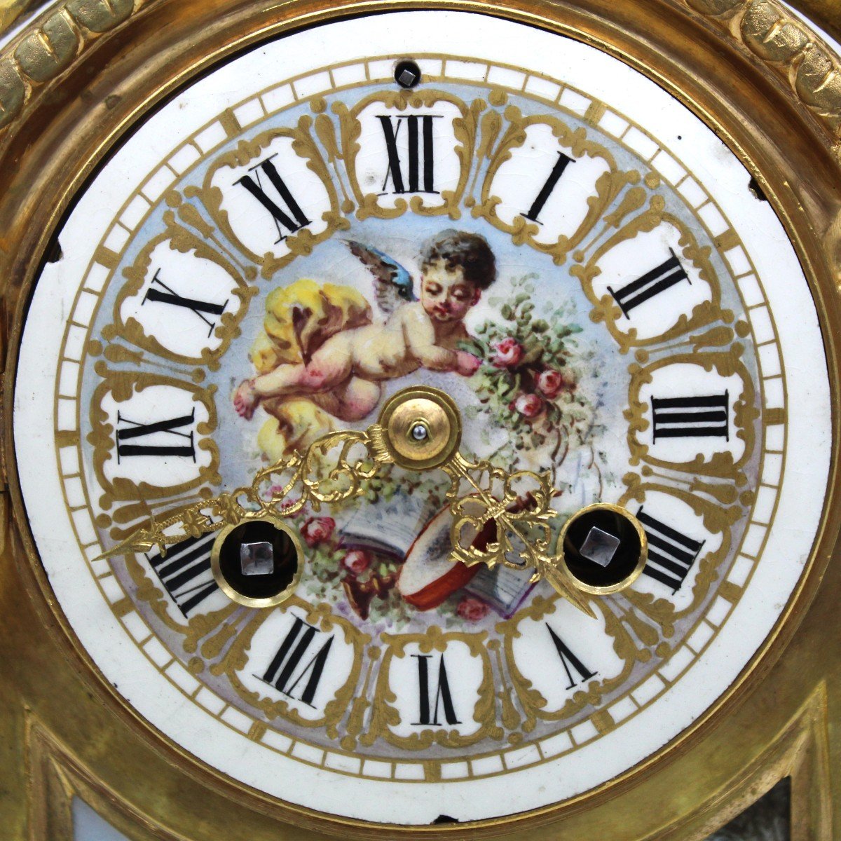 Antico Orologio a Pendolo con Candelabri Napoleone III in bronzo dorato e porcellana - 19°secolo firmato-photo-2