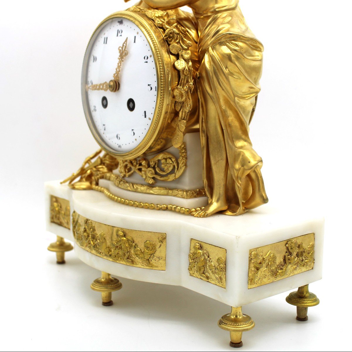 Antico Orologio a Pendolo Napoleone III in bronzo dorato e marmo - 19°secolo-photo-5
