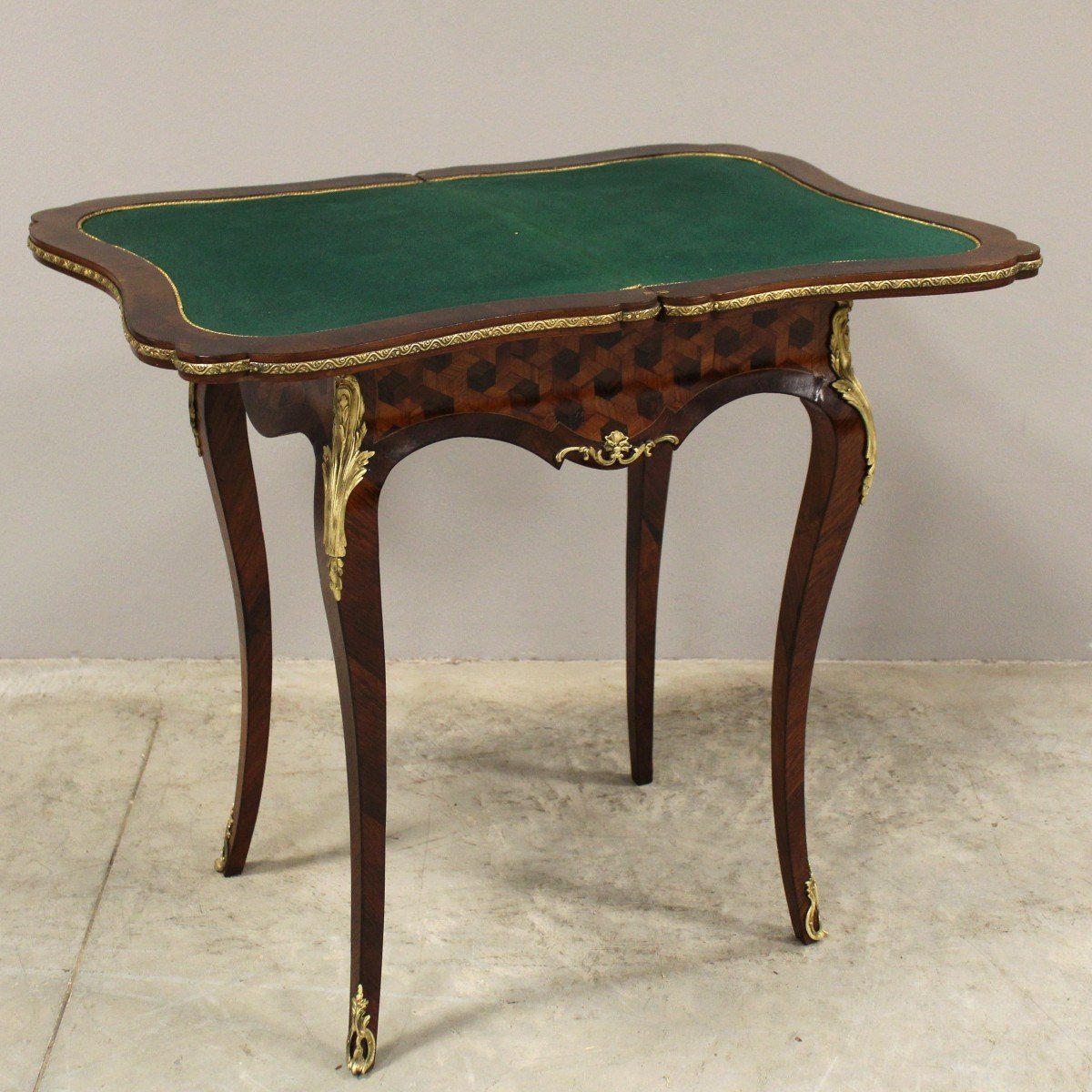 Antica Console Tavolino da gioco Napoleone III intarsiato - 19°secolo-photo-3